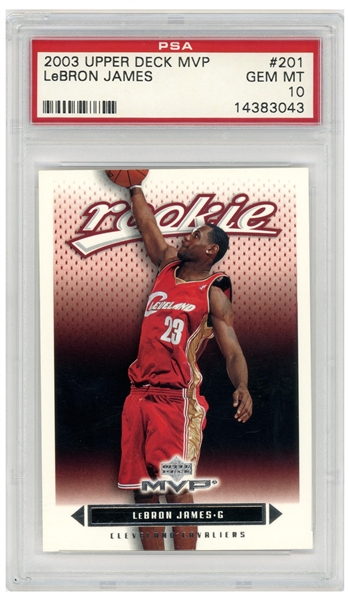 LeBron James 2003 Upper Deck MVP Rookie Card #201 -- PSA Graded Gem Mint 10